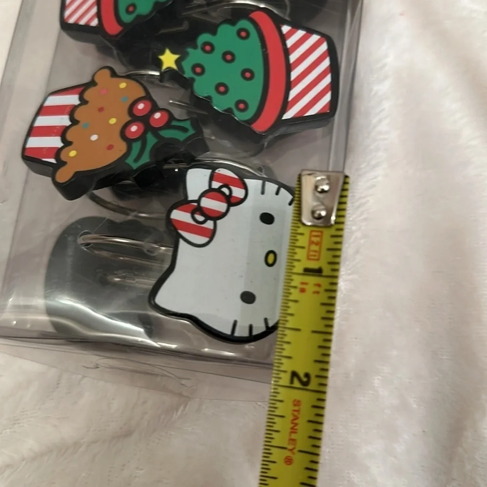 Hello Kitty Christmas Winter Holiday Cupcake Shower Curtain Hooks Set Of 12 New